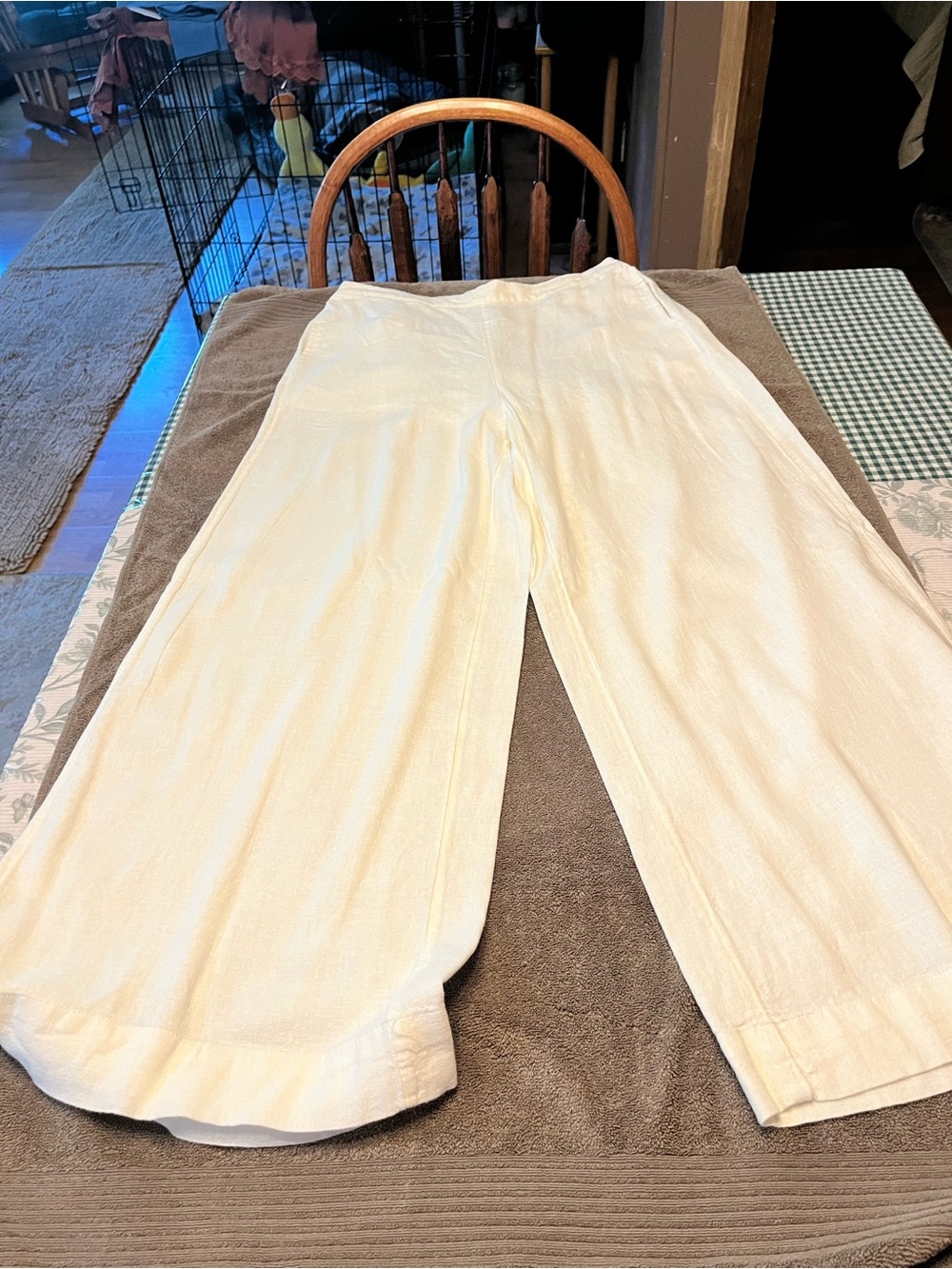 Free People - Cream Spaghetti Strap Cami Top and wide leg linen pant set - Picture 8 of 9